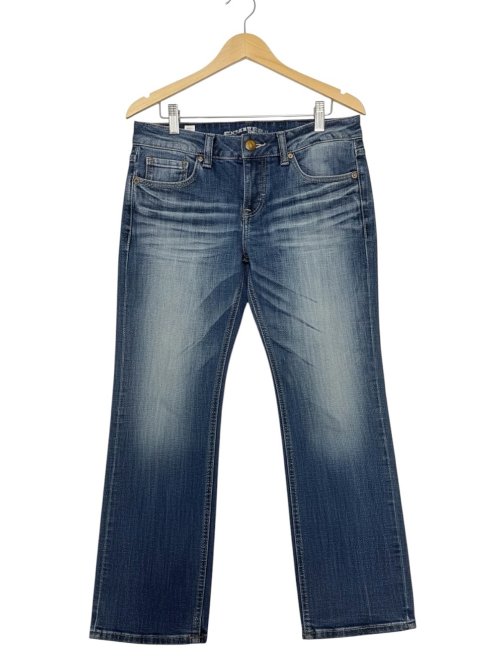 EXPRESS Y2K Dark Blue Denim Jeans with Classic Stitching